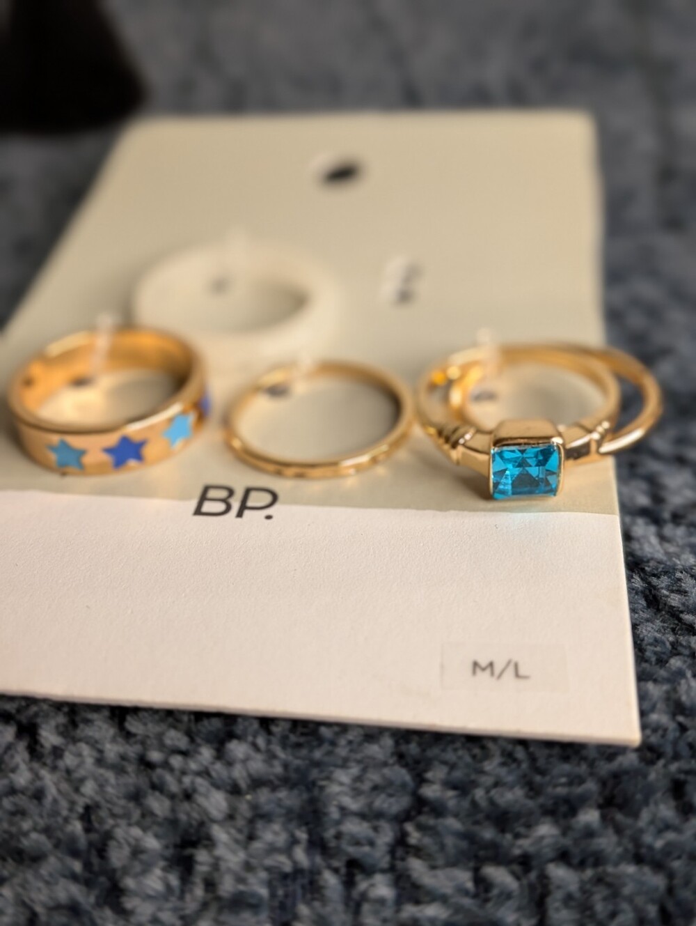 BP. Nordstrom Blue Star & Rhinestone Ring Set Multi Pack Size M/L
